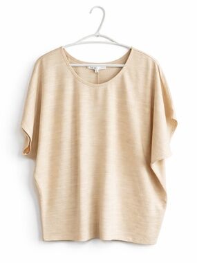 Cleo Cream Beige Marled Dolman Sleeve Boxy Tee – Size Large NWoT